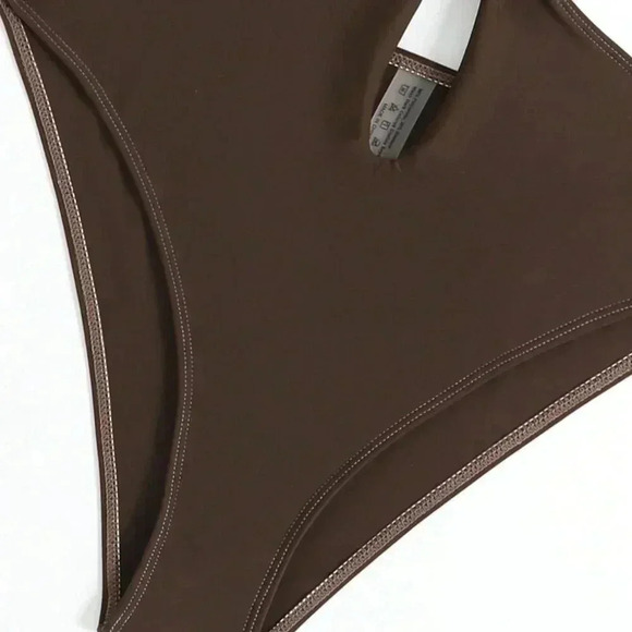 Multicolor Women's Beach Colorblock Criss Cross Halter One-Piece Swimsuit - Picture 5 of 6